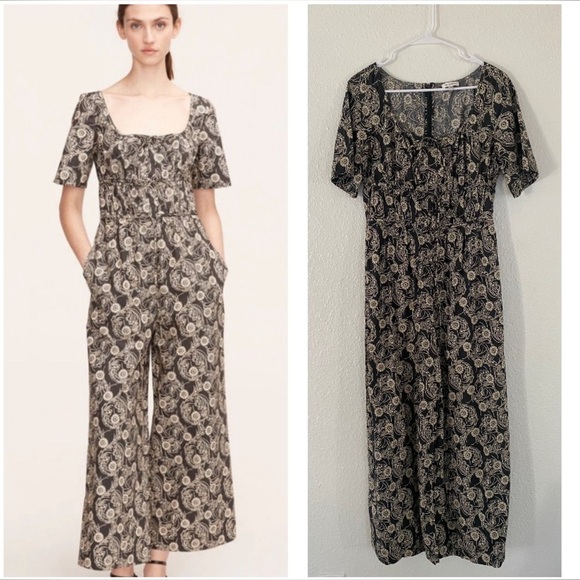 Rebecca Taylor women's Hunter Green/Cream monarch Fleur Poplin Jumpsuit size 10 - Picture 1 of 9